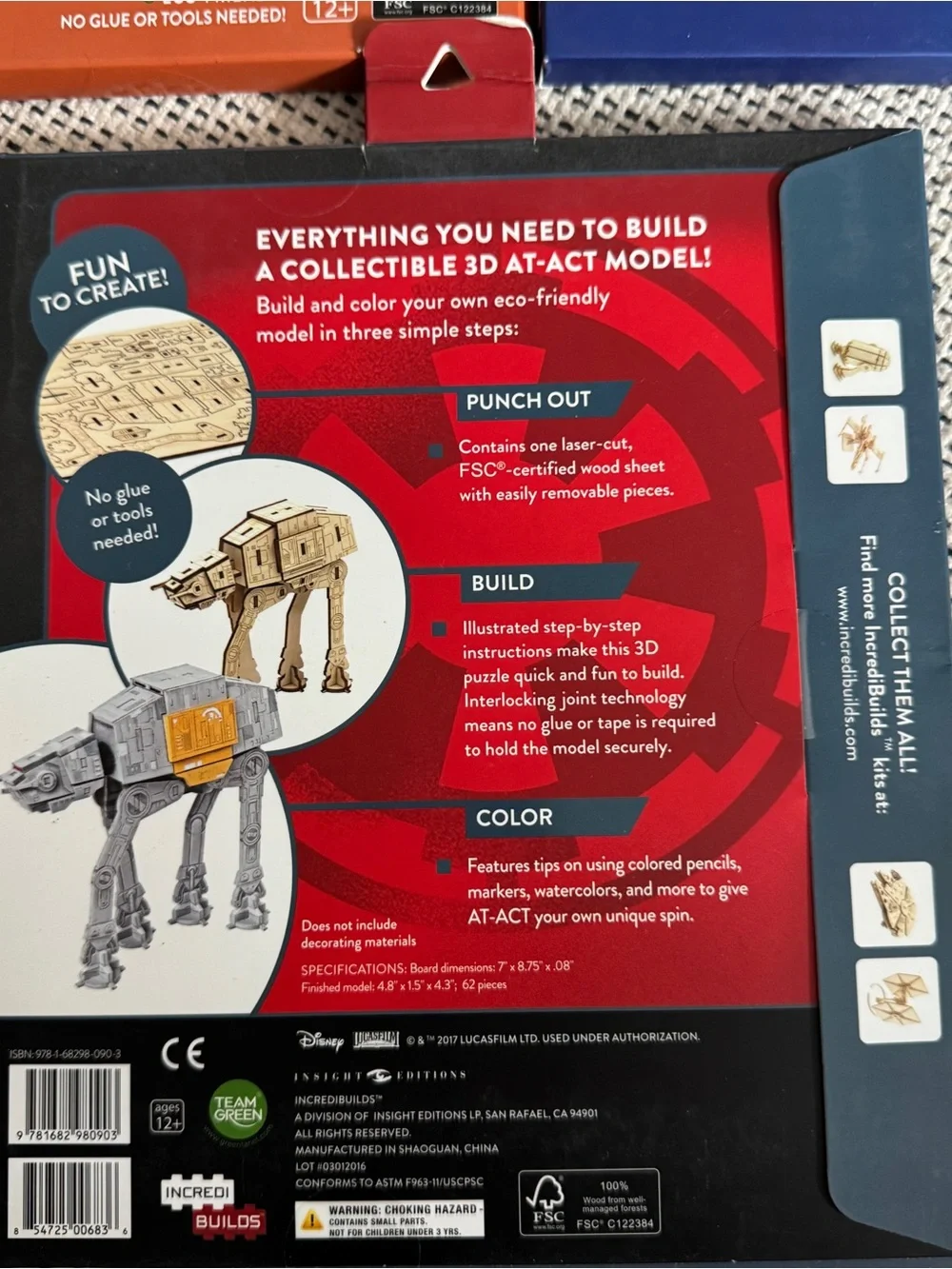 IncrediBuilds Star Wars 3D Wood Model Kits: Millennium Falcon, R2-D2 & AT-ACT